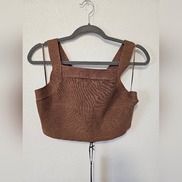 House of Harlow 1960 Brown Cross Back Crop Top Women's Size XL NWT - Picture 3 of 11